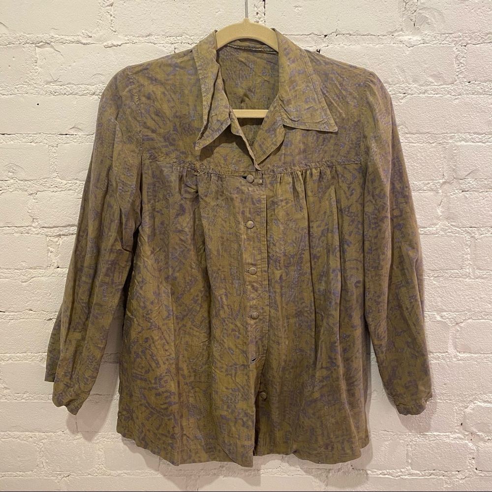 Vintage 100% Silk Batik blouse Size M Doen Boho